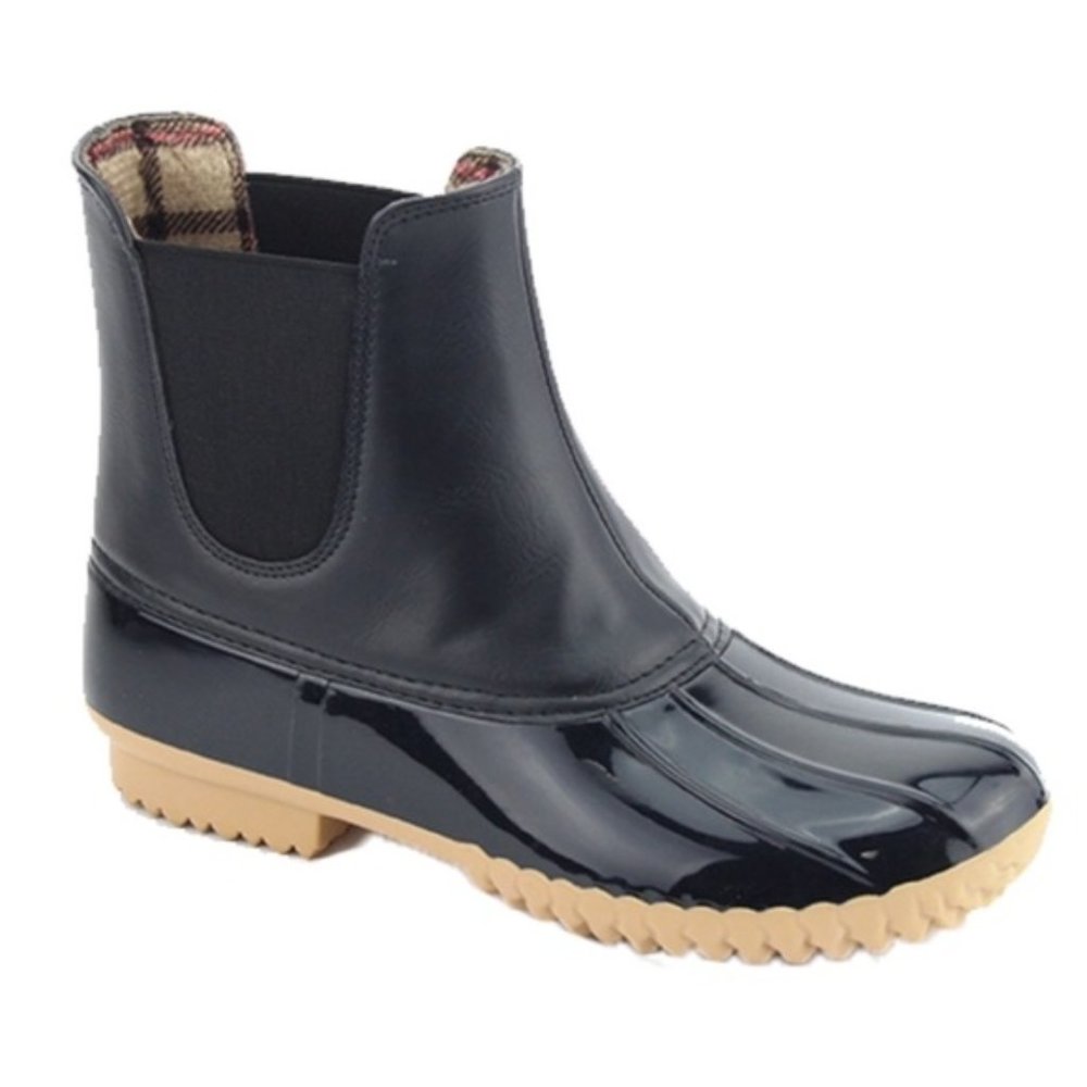 Duck Boots Slip On Glossy Black Matte Black